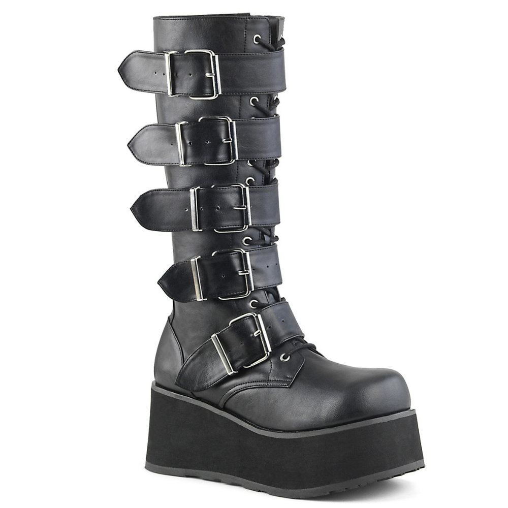 Mens Gothic Platform Lace Up Knee High Boots - Picture 2 of 5